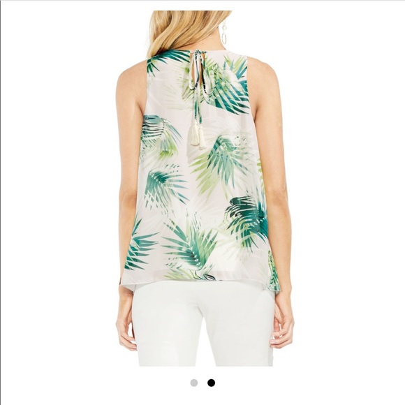 Vince Camuto Sleeveless Sunlit Palm Blouse - Picture 2 of 5